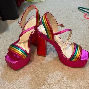 NWOB Jessica Simpson Rainbow Platform Sandals size 8 *Read Description!!*
